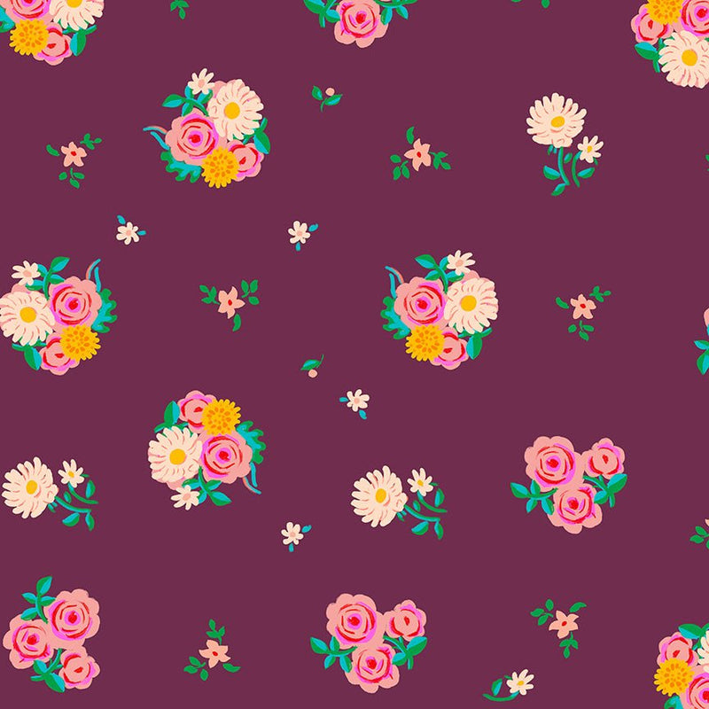 PRE-Order Heather Ross- Boat Race- Denyse Floral 55606D-14 Plum- Half Yard- May 2027 - Modern Fabric Shoppe