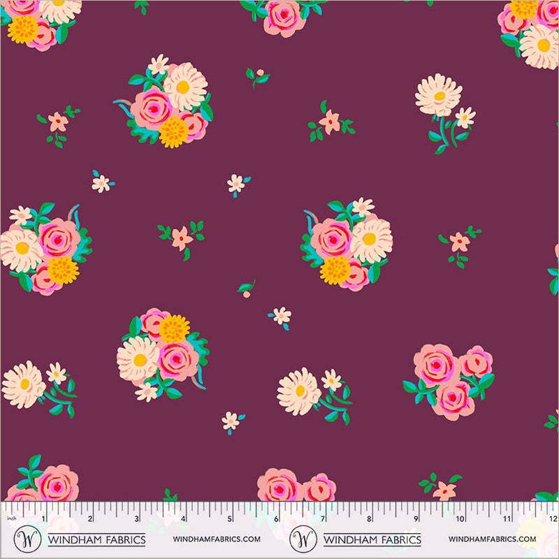 PRE-Order Heather Ross- Boat Race- Denyse Floral 55606D-14 Plum- Half Yard- May 2027 - Modern Fabric Shoppe