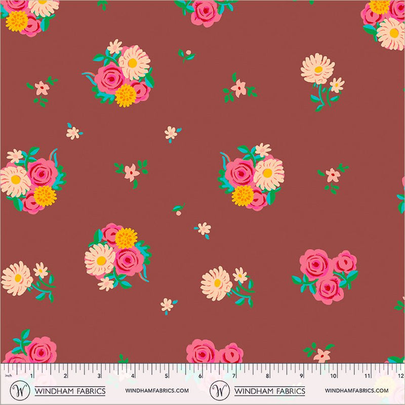 PRE-Order Heather Ross- Boat Race- Denyse Floral 55606D-6 Brown- Half Yard- May 2027 - Modern Fabric Shoppe