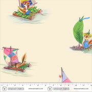 PRE-Order Heather Ross- Boat Race- Stick Boats 55604D-9 Ivory- Half Yard- May 2027 - Modern Fabric Shoppe
