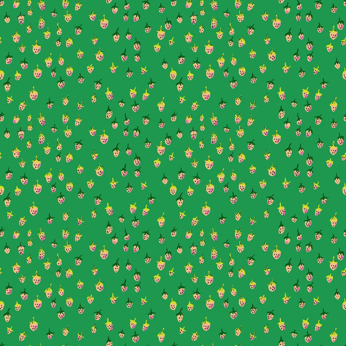 PRE - Order Heather Ross - Favorites - Field Strawberries 50899D - 12 Jade - Half Yard - June 2026 - Modern Fabric Shoppe