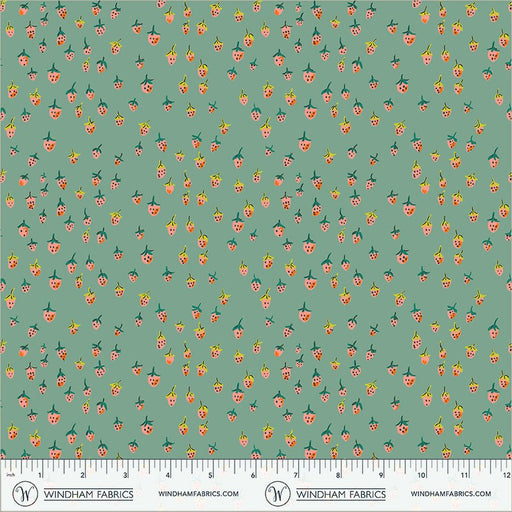 PRE - Order Heather Ross - Favorites - Field Strawberries 50899D - 13 Teal - Half Yard - June 2026 - Modern Fabric Shoppe