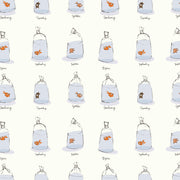 PRE - Order Heather Ross - Favorites - Goldfishes in Bags 55212D - 3 White - Half Yard - June 2026 - Modern Fabric Shoppe