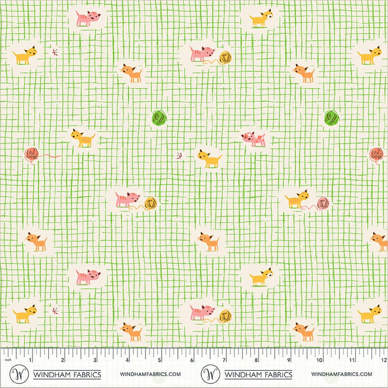 PRE - Order Heather Ross - Favorites - Kitten Plaid 40929D - 2 Green - Half Yard - June 2026 - Modern Fabric Shoppe