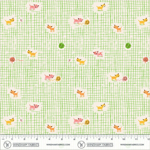 PRE - Order Heather Ross - Favorites - Kitten Plaid 40929D - 2 Green - Half Yard - June 2026 - Modern Fabric Shoppe