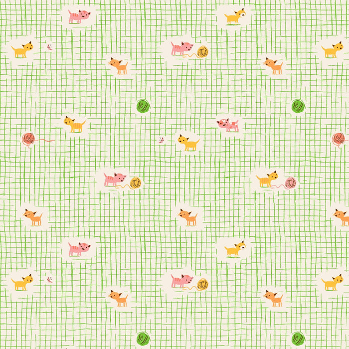 PRE - Order Heather Ross - Favorites - Kitten Plaid 40929D - 2 Green - Half Yard - June 2026 - Modern Fabric Shoppe