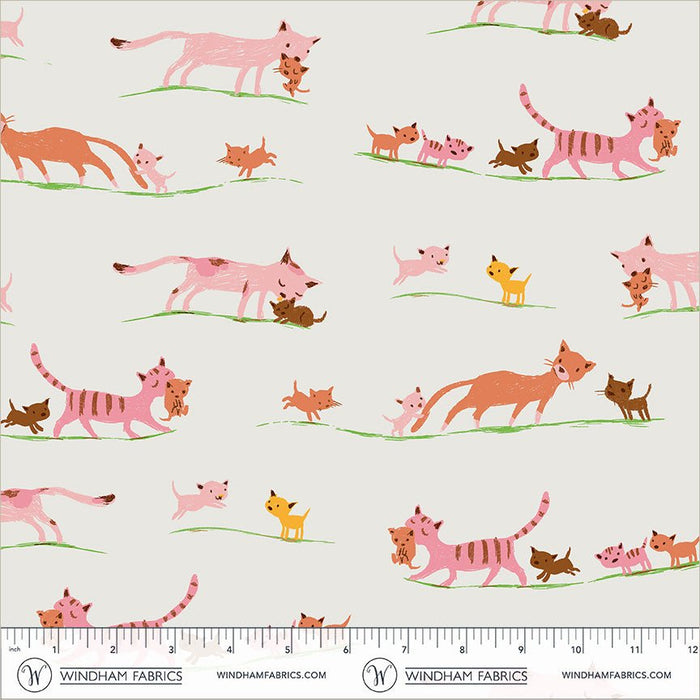 PRE - Order Heather Ross - Favorites - Marching Cats 40931D - 5 Cream - Half Yard - June 2026 - Modern Fabric Shoppe