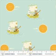 PRE - Order Heather Ross - Favorites - Owl and the Pussycat 51199D - 2 Aqua - Half Yard - June 2026 - Modern Fabric Shoppe