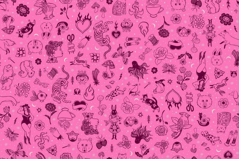 PRE - ORDER Ink Shop by Sarah Watts - Tattoo Flash RS 2145 12 - Lipstick - Half Yard - October 2026 - Modern Fabric Shoppe