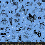 PRE - ORDER Ink Shop by Sarah Watts - Tattoo Flash RS 2145 13 - Lindley Blue - Half Yard - October 2026 - Modern Fabric Shoppe