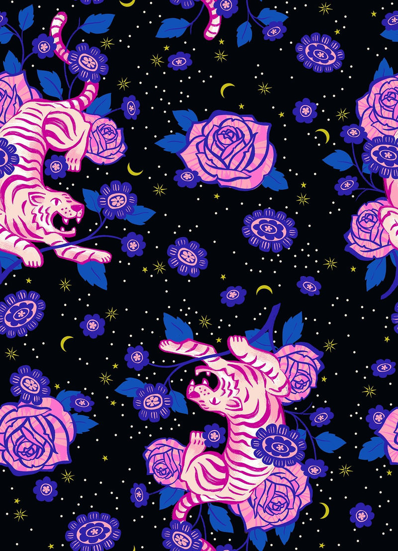 PRE - ORDER Ink Shop by Sarah Watts - Tiger Rose RS 2143 13 - Black - Half Yard - October 2026 - Modern Fabric Shoppe