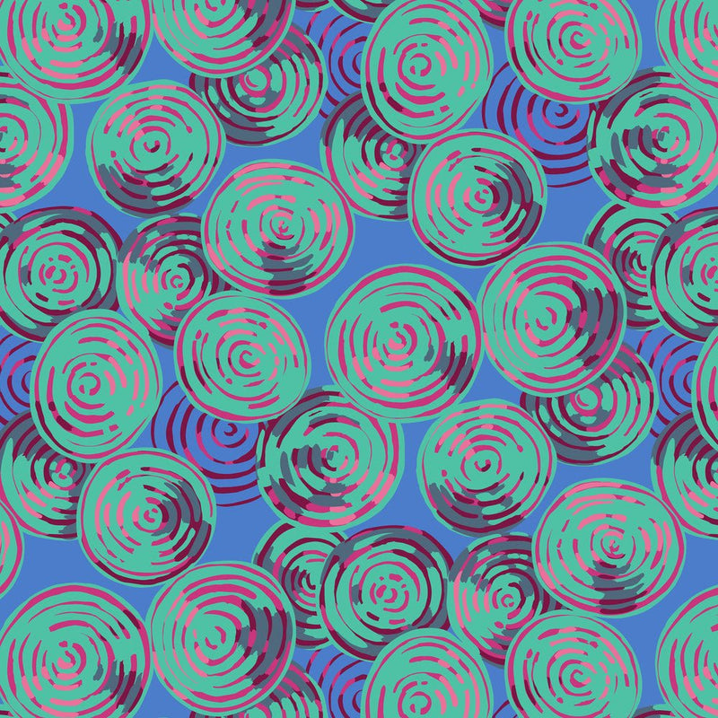 PRE-Order Kaffe Fassett February 2027 Collective- Beet RIngs PWMD003.BLUE- Half Yard - Modern Fabric Shoppe