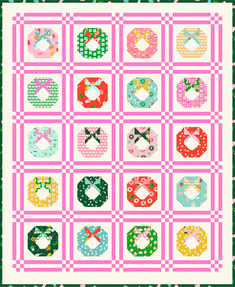 PRE - ORDER Kimberly Kight - Tinsel Wreath Quilt Kit - featuring Merry Happy - May 2026 - Modern Fabric Shoppe