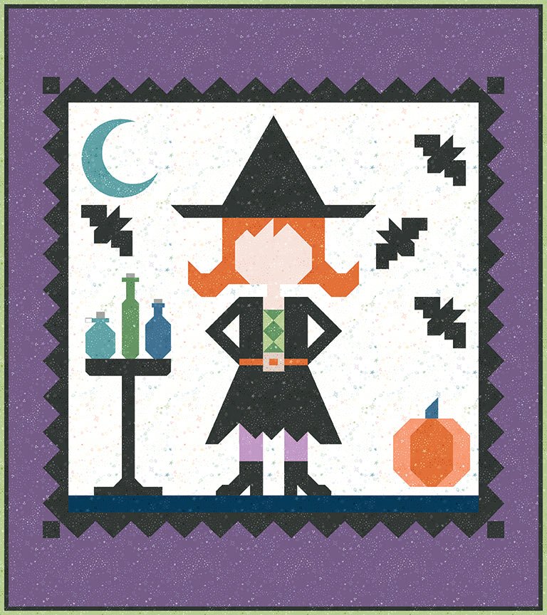 PRE - ORDER Little Witch Quilt Kit - featuring Storybook Basics by Jennifer Long - January 2027 - Modern Fabric Shoppe