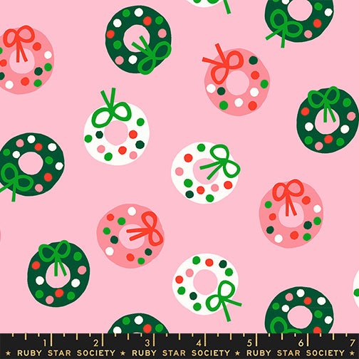 PRE - ORDER Merry Happy by Kimberly Kight - Bough Down RS3099 13 - Melody Pink - Half Yard - May 2026 - Modern Fabric Shoppe