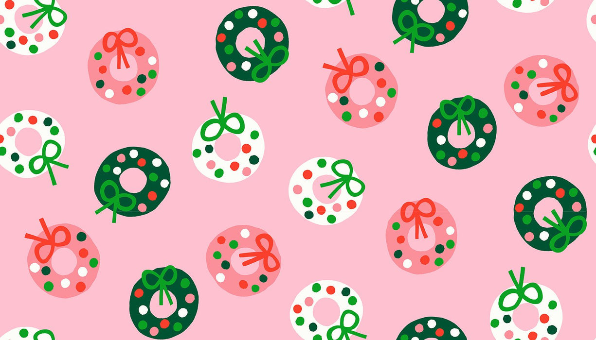 PRE - ORDER Merry Happy by Kimberly Kight - Bough Down RS3099 13 - Melody Pink - Half Yard - May 2026 - Modern Fabric Shoppe