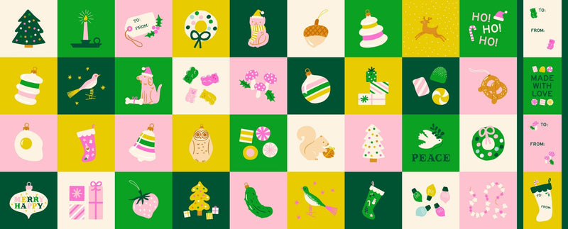 PRE - ORDER Merry Happy by Kimberly Kight - Merry Happy Panel RS3105 12 - Verdant - Half Yard - May 2026 - Modern Fabric Shoppe