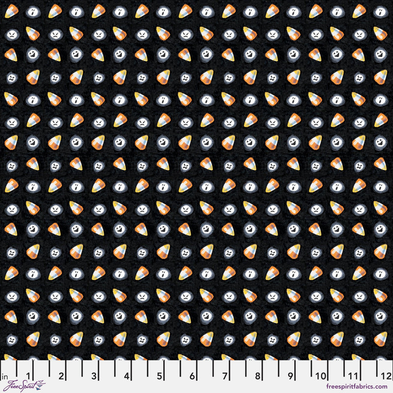 PRE - Order Moonlit Mischief by Mary Engelbreit - Candy Corn Ghouls PWMY045.BLACK - Half Yard May 2026 - Modern Fabric Shoppe