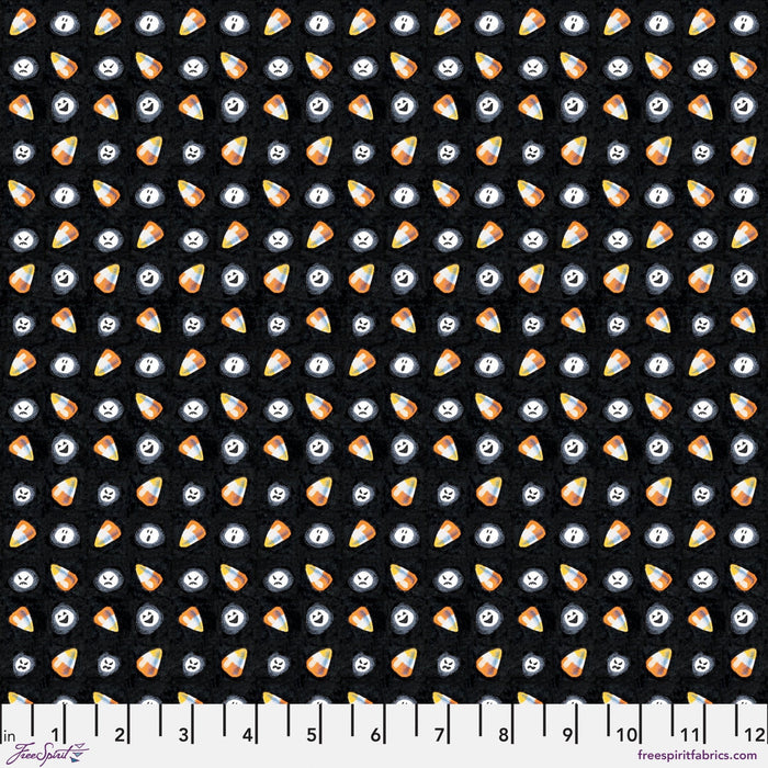 PRE - Order Moonlit Mischief by Mary Engelbreit - Candy Corn Ghouls PWMY045.BLACK - Half Yard May 2026 - Modern Fabric Shoppe