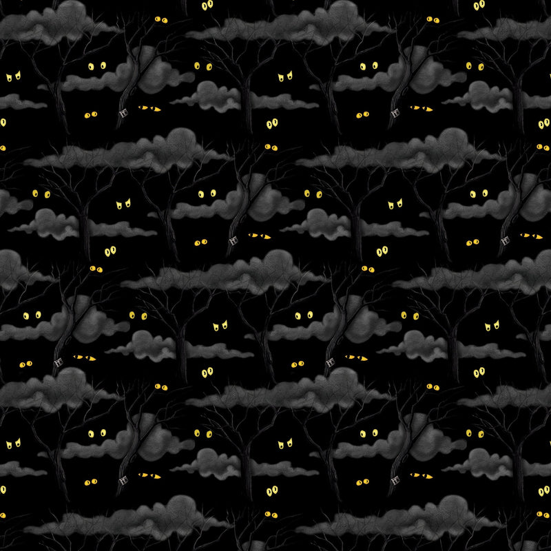 PRE - Order Moonlit Mischief by Mary Engelbreit - Eerie Night Forest PWMY049.BLACK - Half Yard May 2026 - Modern Fabric Shoppe