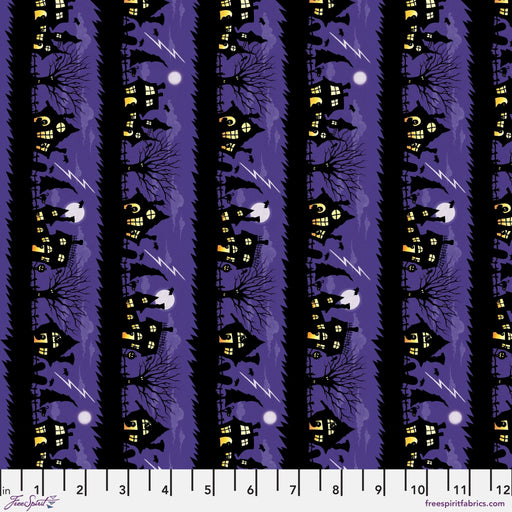 PRE - Order Moonlit Mischief by Mary Engelbreit - Spooky Street PWMY053.PURPLE - Half Yard May 2026 - Modern Fabric Shoppe