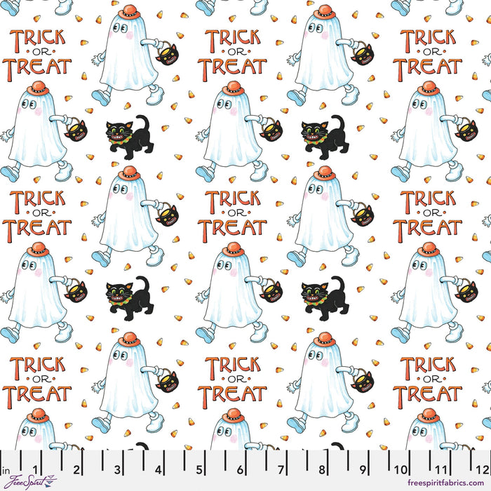 PRE - Order Moonlit Mischief by Mary Engelbreit - Trick - Or - Treat PWMY054.WHITE - Half Yard May 2026 - Modern Fabric Shoppe