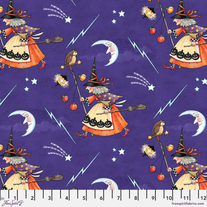 PRE - Order Moonlit Mischief by Mary Engelbreit - Witch's Nightly Walk PWMY052.PURPLE - Half Yard May 2026 - Modern Fabric Shoppe