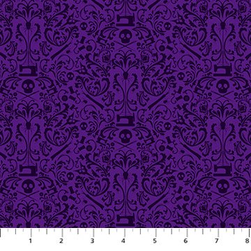 PRE - Order Mr. Bone Sews by Kimberlee Deers Moore - Damask 91080 - 84 Purple - Half Yard - May 2025 - Modern Fabric Shoppe