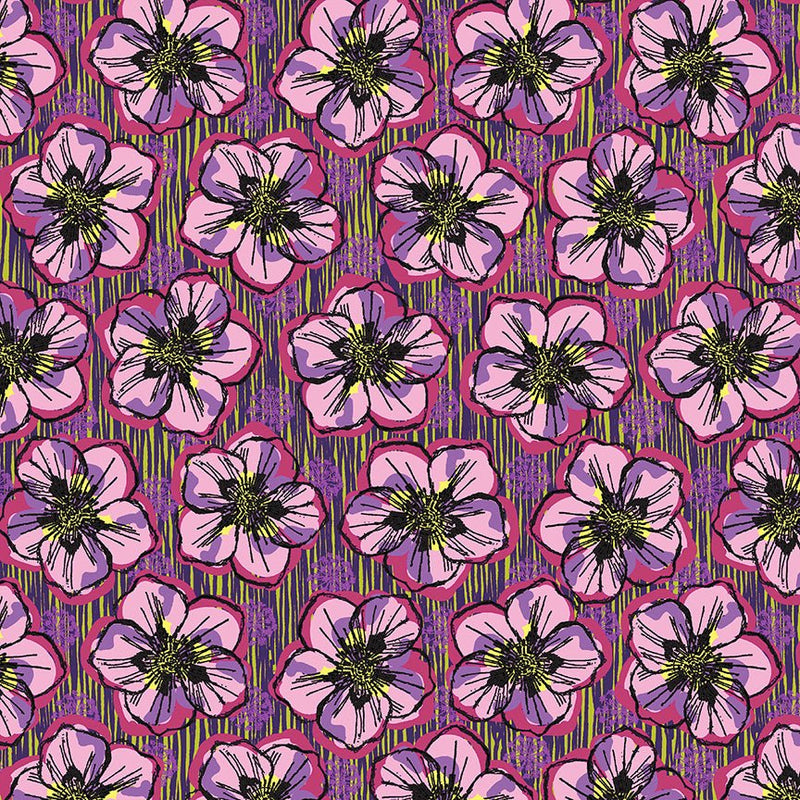 PRE - Order Natalie Barnes - Winding Road - Blossom 55008 - 3 Petal Pink - Half Yard - March 2026 - Modern Fabric Shoppe
