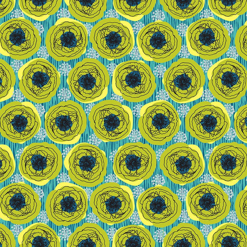 PRE - Order Natalie Barnes - Winding Road - Bouquet 55009 - 4 Grass Green - Half Yard - March 2026 - Modern Fabric Shoppe