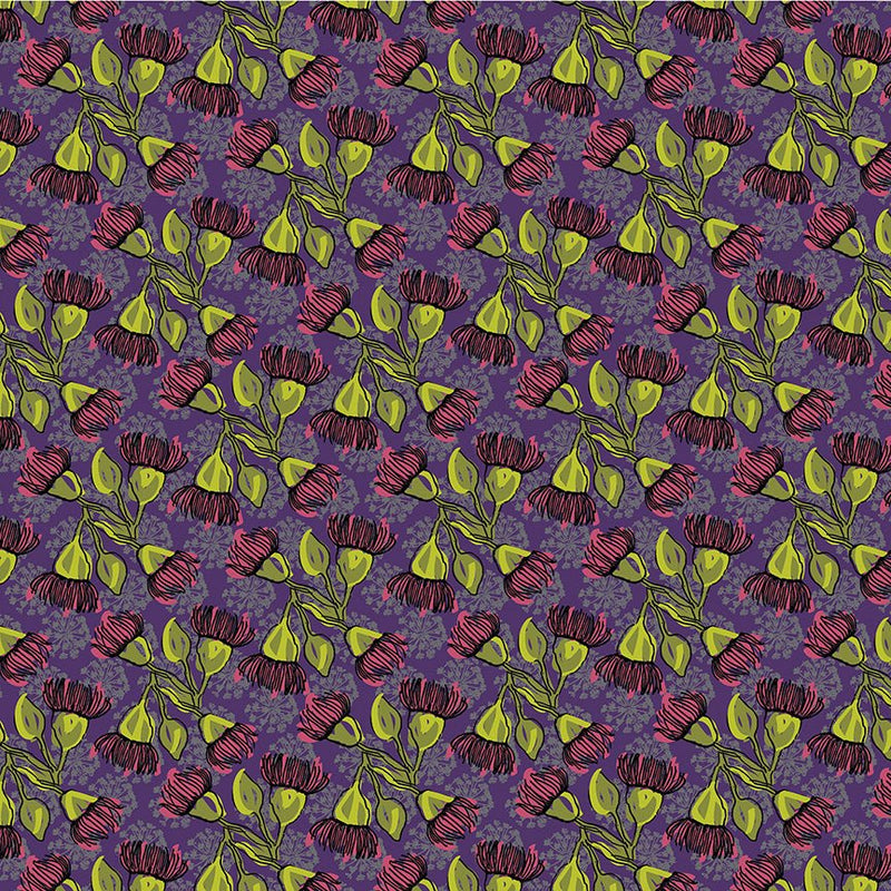PRE - Order Natalie Barnes - Winding Road - Eucalyptus 55012 - 9 Grape - Half Yard - March 2026 - Modern Fabric Shoppe