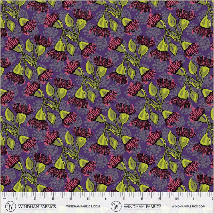 PRE - Order Natalie Barnes - Winding Road - Eucalyptus 55012 - 9 Grape - Half Yard - March 2026 - Modern Fabric Shoppe