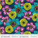 PRE - Order Natalie Barnes - Winding Road - Flower Fields 55006 - 2 Teal - Half Yard - March 2026 - Modern Fabric Shoppe