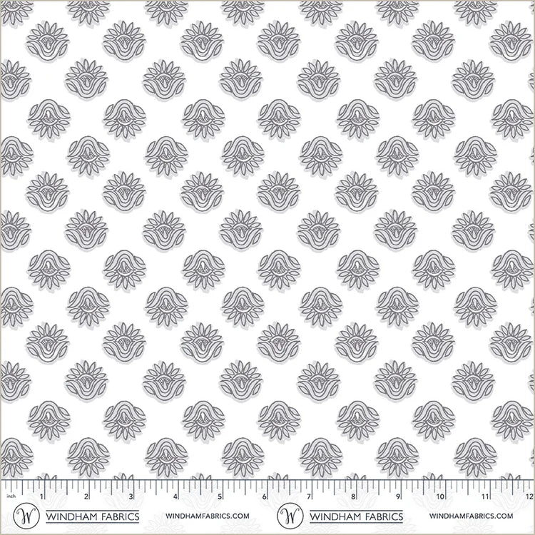PRE - Order Natalie Barnes - Winding Road - Lotus 55015 - 11 White/Grey - Half Yard - March 2026 - Modern Fabric Shoppe