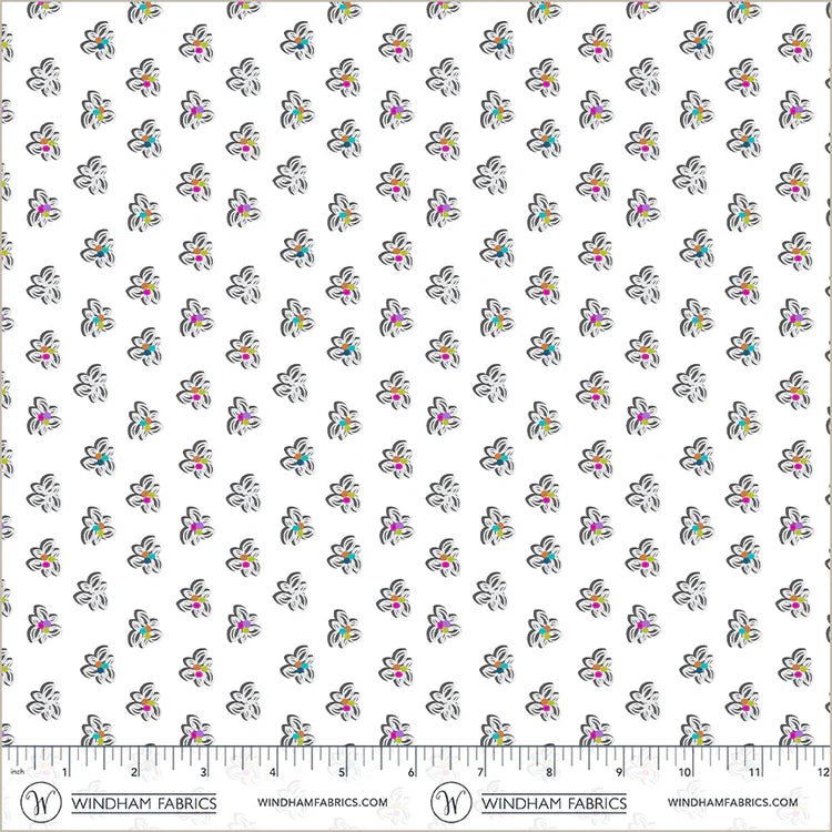 PRE - Order Natalie Barnes - Winding Road - Pinwheel 55016 - 11 White/Grey - Half Yard - March 2026 - Modern Fabric Shoppe