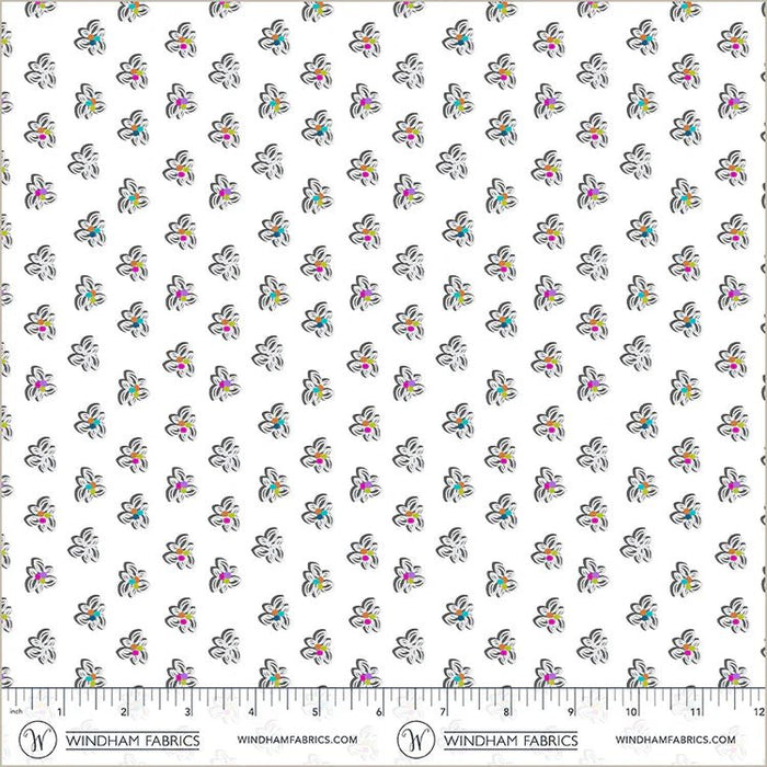PRE - Order Natalie Barnes - Winding Road - Pinwheel 55016 - 11 White/Grey - Half Yard - March 2026 - Modern Fabric Shoppe