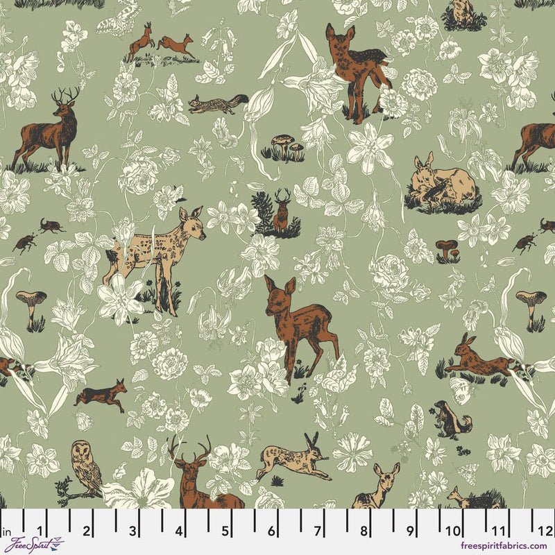 PRE - Order Nathalie Lete - Last Fall in Japan - Bambi and Flowers PWNL060.MINT - Half Yard - September 2026 - Modern Fabric Shoppe