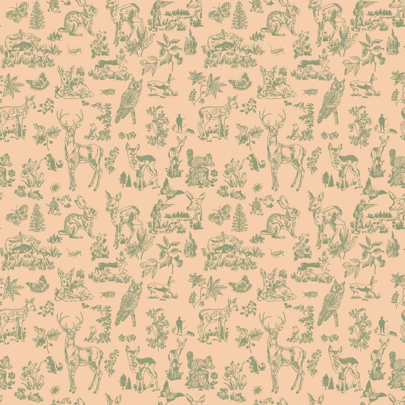 PRE - Order Nathalie Lete - Last Fall in Japan - Bambi PWNL061.CORAL - Half Yard - September 2026 - Modern Fabric Shoppe