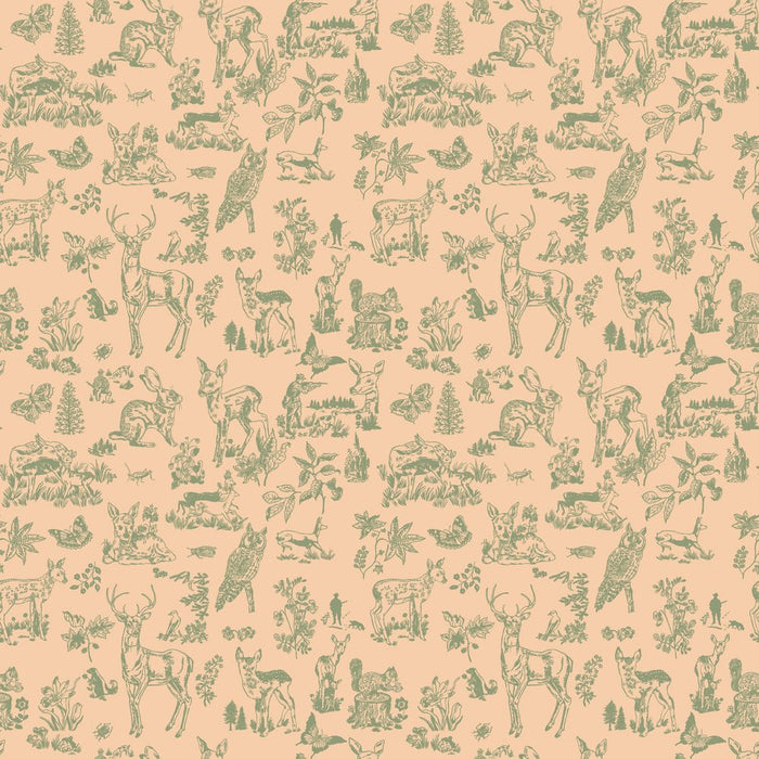 PRE - Order Nathalie Lete - Last Fall in Japan - Bambi PWNL061.CORAL - Half Yard - September 2026 - Modern Fabric Shoppe