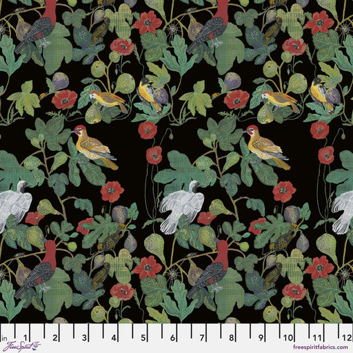 PRE - Order Nathalie Lete - Last Fall in Japan - Birds in the Fig Tree PWNL070.BLACK Half Yard - September 2026 - Modern Fabric Shoppe