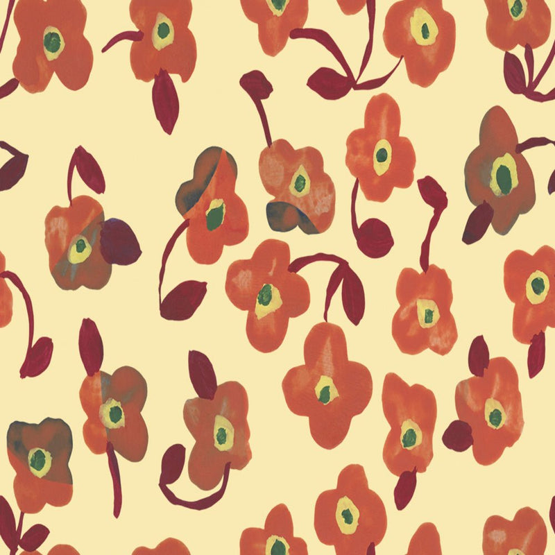 PRE - Order Nathalie Lete - Last Fall in Japan - Tiny Flowers PWNL071.ORANGE Half Yard - September 2026 - Modern Fabric Shoppe