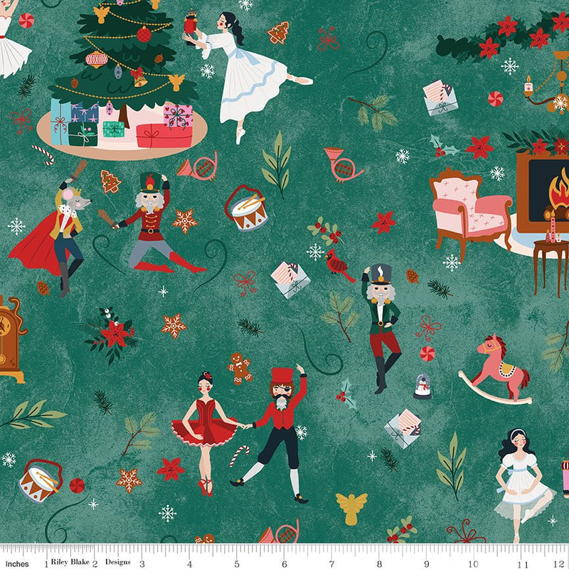 PRE - Order Nutcracker Tradition by Jennifer Long - Main CD17670 - PINE - Half Yard May 2026 - Modern Fabric Shoppe