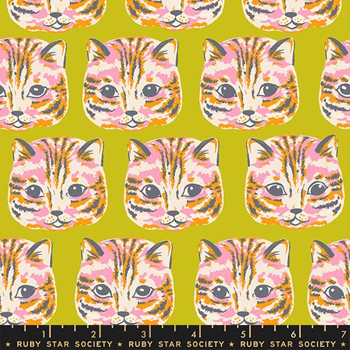 PRE-ORDER Oops All Cats by Sarah Watts- RS 2147 15 - Pistachio- Half Yard- May 2027 - Modern Fabric Shoppe