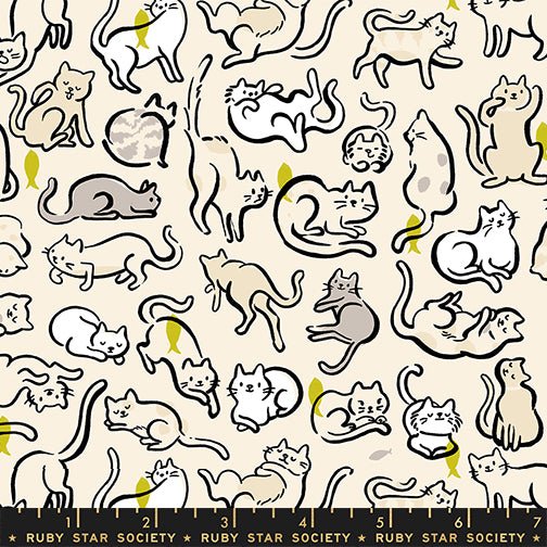 PRE-ORDER Oops All Cats by Sarah Watts- RS 2149 12 - Pistachio- Half Yard- May 2027 - Modern Fabric Shoppe