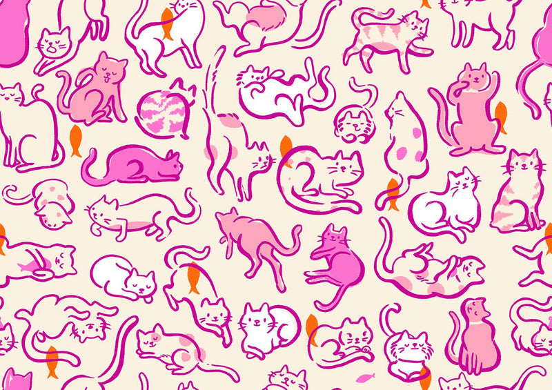 PRE-ORDER Oops All Cats by Sarah Watts- RS 2149 13 - Berry- Half Yard- May 2027 - Modern Fabric Shoppe