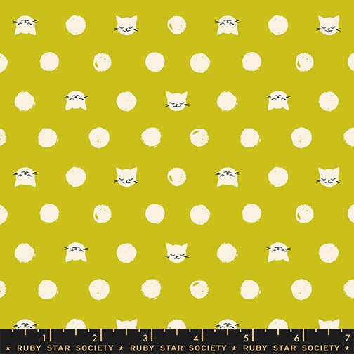 PRE-ORDER Oops All Cats by Sarah Watts- RS 2151 11 - Pistachio- Half Yard- May 2027 - Modern Fabric Shoppe