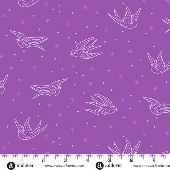 PRE - Order Perfect Day by Libs Elliott - Swallows A - 10218 - P Purple - Half Yard - March 2026 - Modern Fabric Shoppe