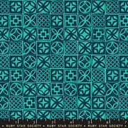 PRE - ORDER Poolside Too - Collaboration by Ruby Star Society - Architectural Blocks RS 5201 16 - Peacock - Half Yard - April 2026 - Modern Fabric Shoppe