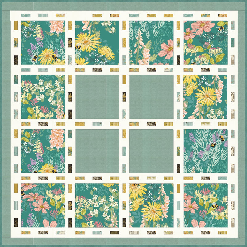 PRE - ORDER Robin Pickens - Bee Spoken Lines - Green Quilt Kit - featuring Pollinators - December 2026 - Modern Fabric Shoppe