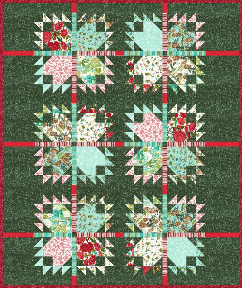 PRE-ORDER Robin Pickens- Excitement Quilt Kit- Green - featuring Mum's Christmas- May 2027 - Modern Fabric Shoppe